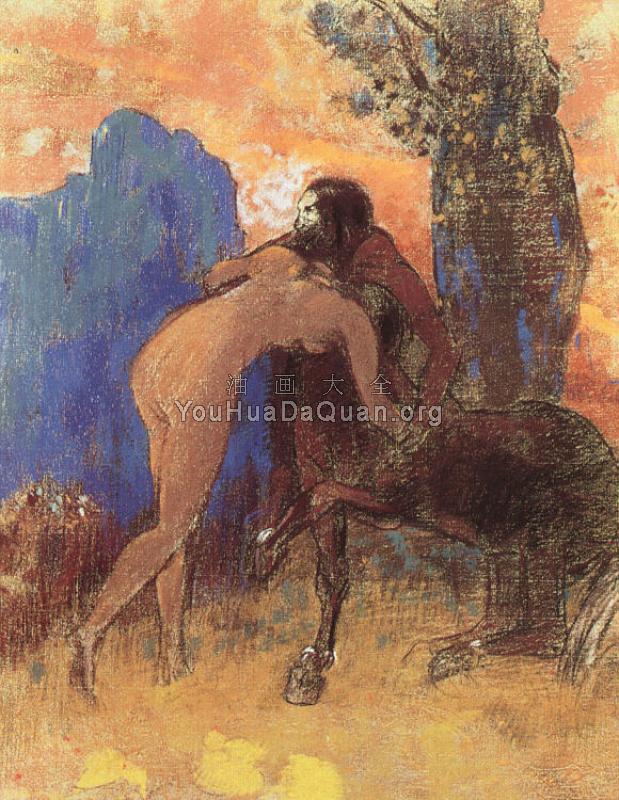 Struggle between Woman and Centaur - 奥蒂诺·雷东